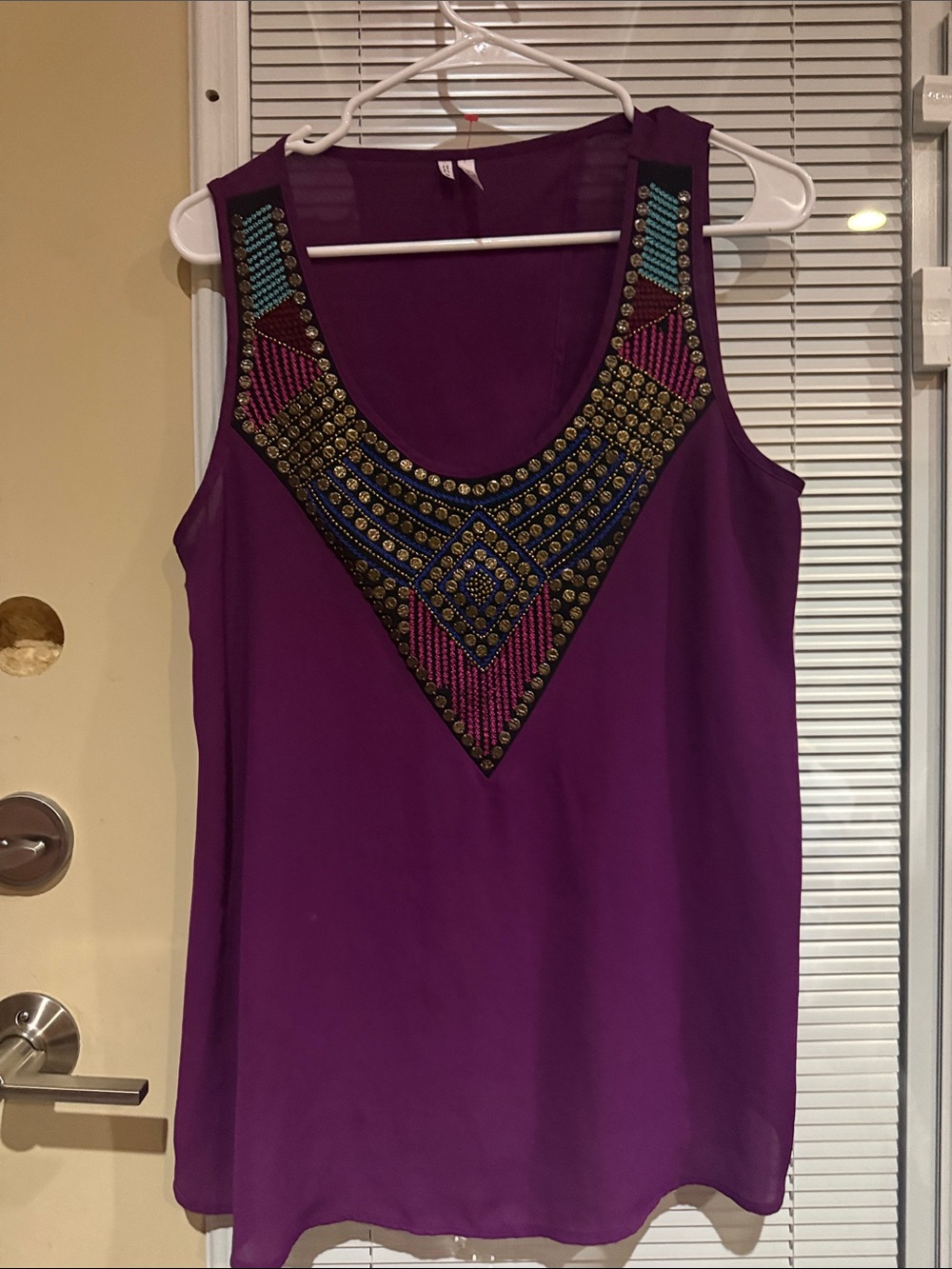 Studio Y Purple Sleeveless Beaded Camisole